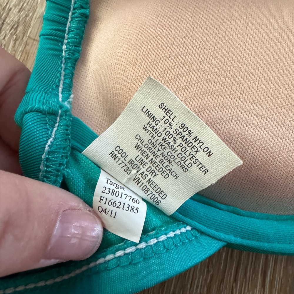 Mossimo Y2K Turquoise Halter Push Up Bikini Top, size Small - Picture 4 of 7